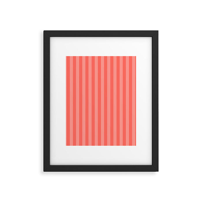 Coral Pink Thin Vertical Stripes Framed Art Print Gallery Image 1