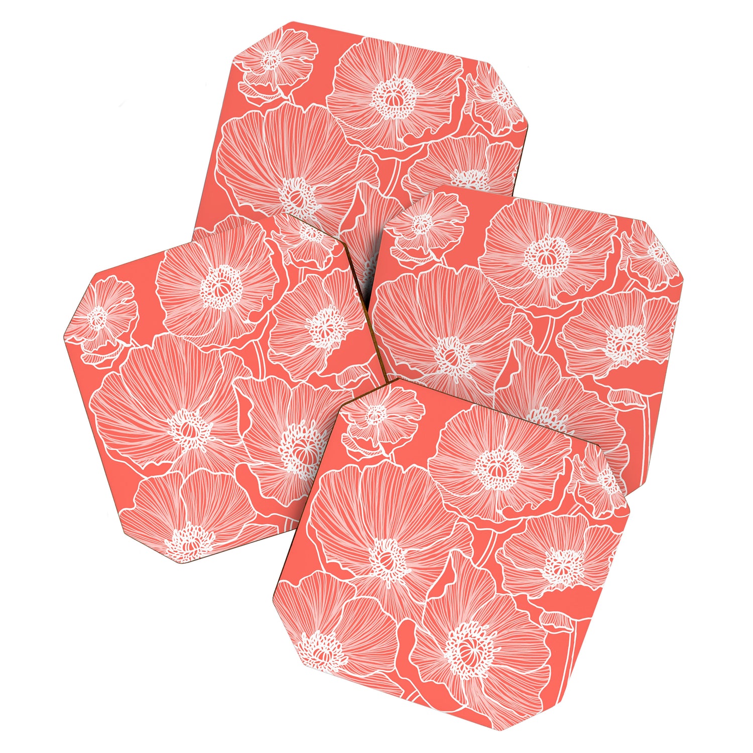Coral Poppies Coaster Gallery Image 1