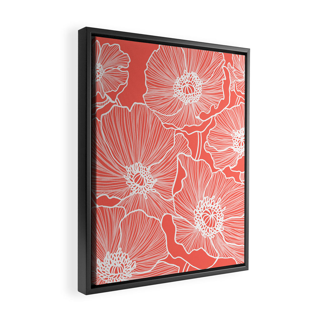 Coral Poppies Framed Canvas Print Gallery Image 2