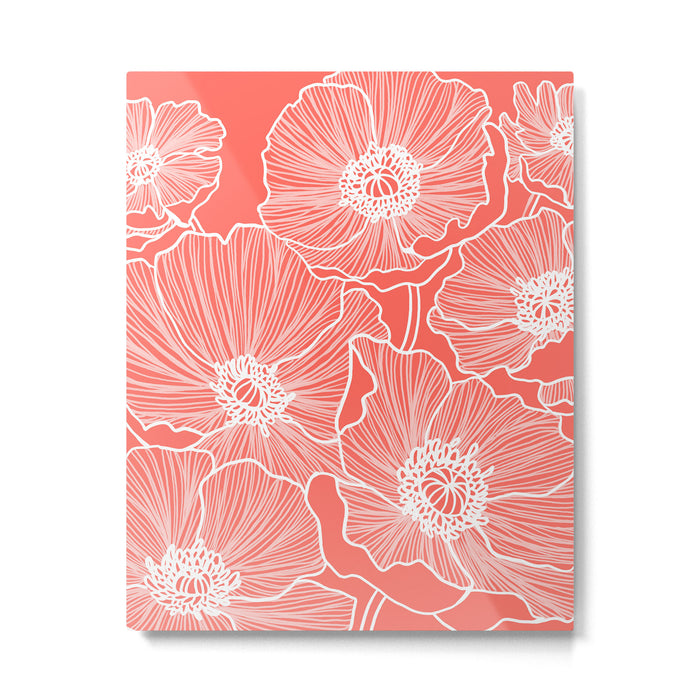 Coral Poppies Metal Print Gallery Image 1