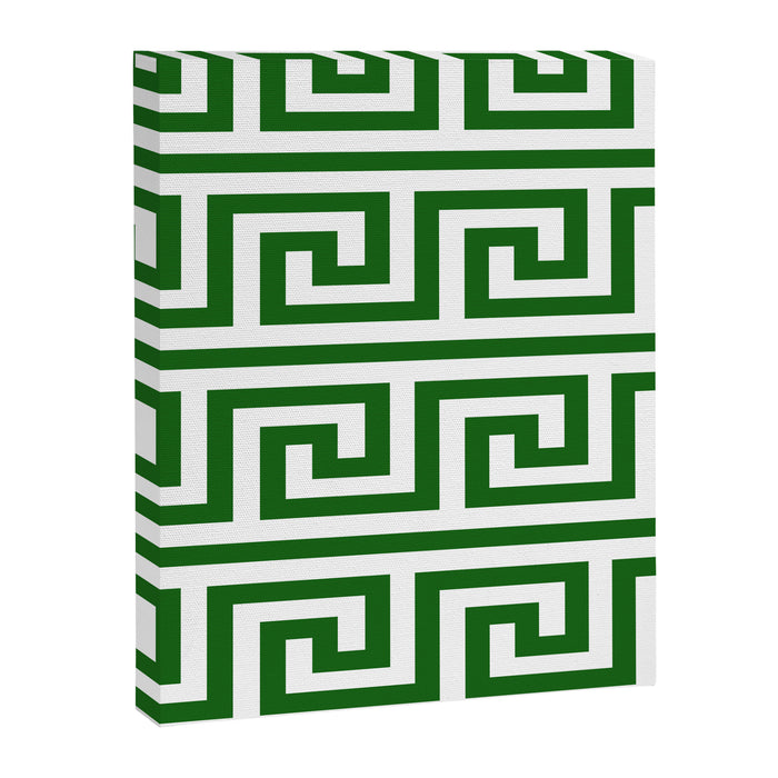 Dark Emerald Greek Key Canvas Print Gallery Image 1