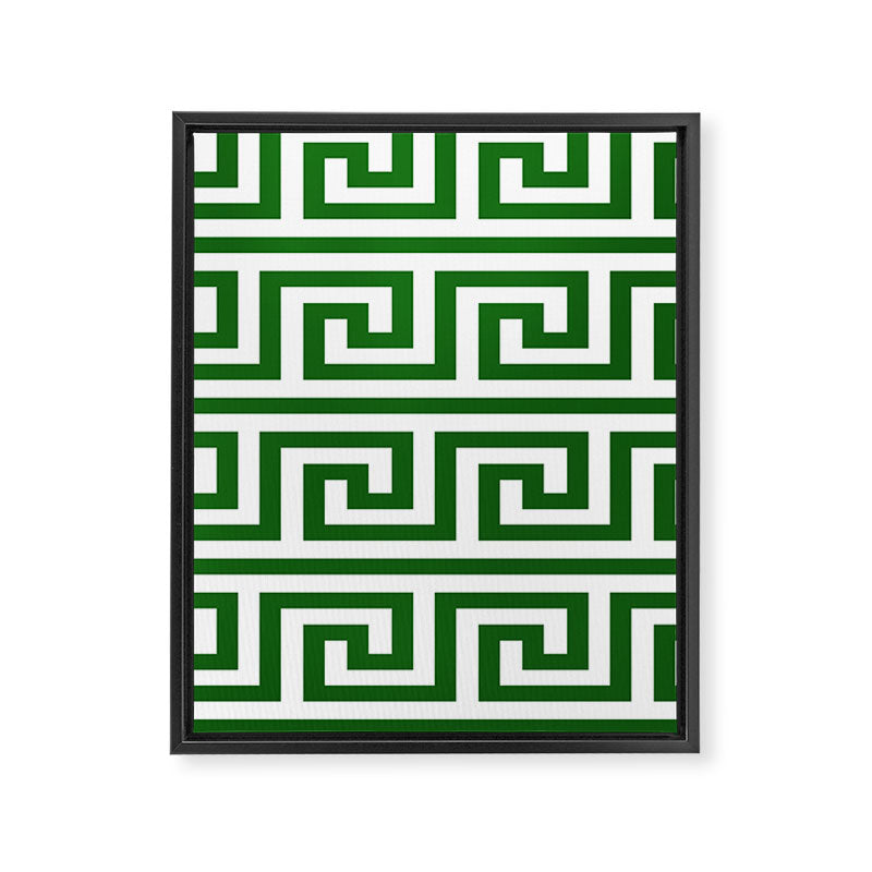 Dark Emerald Greek Key Framed Canvas Print Gallery Image 8