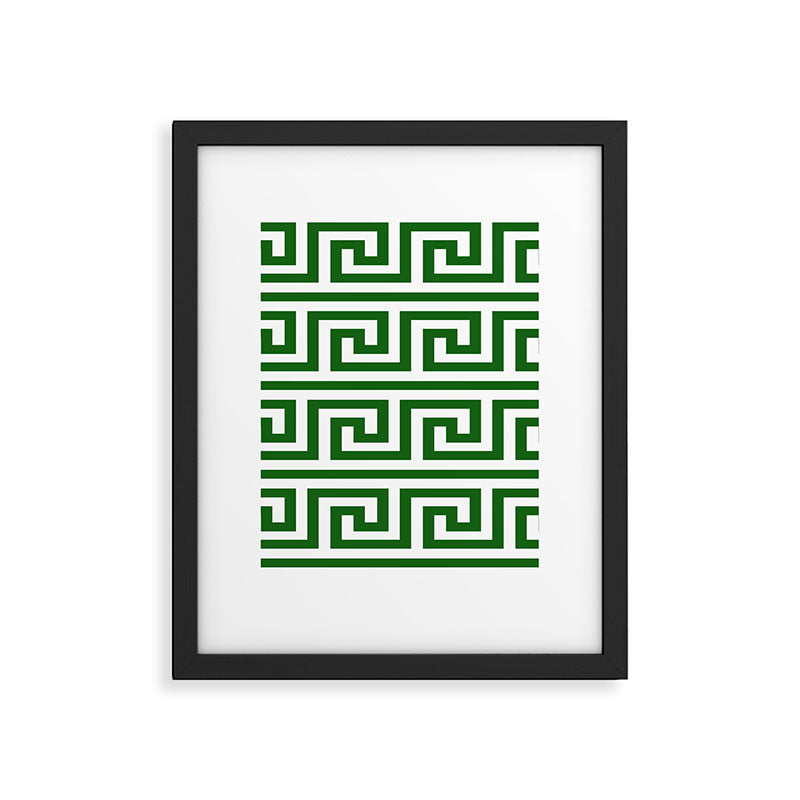 Dark Emerald Greek Key Framed Art Print Gallery Image 6