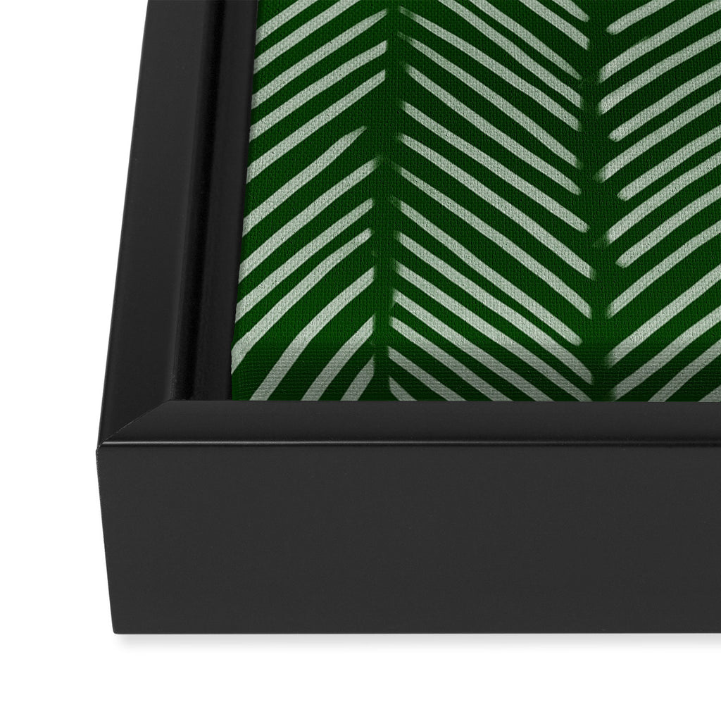 Forest Green Herringbone Framed Canvas Print Gallery Image 3