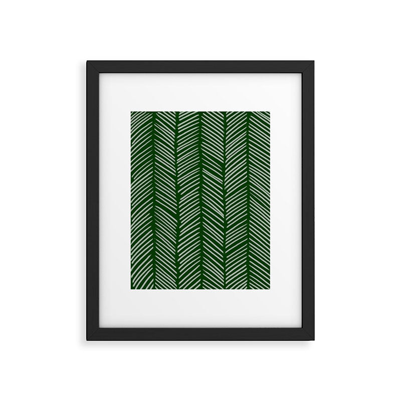 Forest Green Herringbone Framed Art Print Gallery Image 6