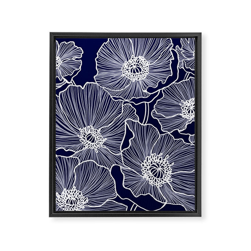 Indigo Poppies Framed Canvas Print Gallery Image 8