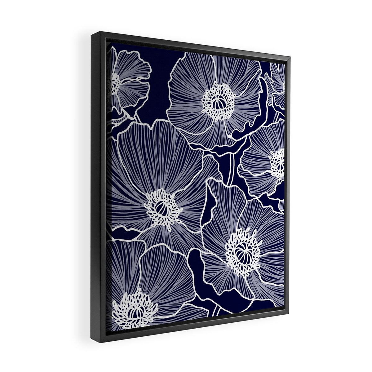 Indigo Poppies Framed Canvas Print Gallery Image 2