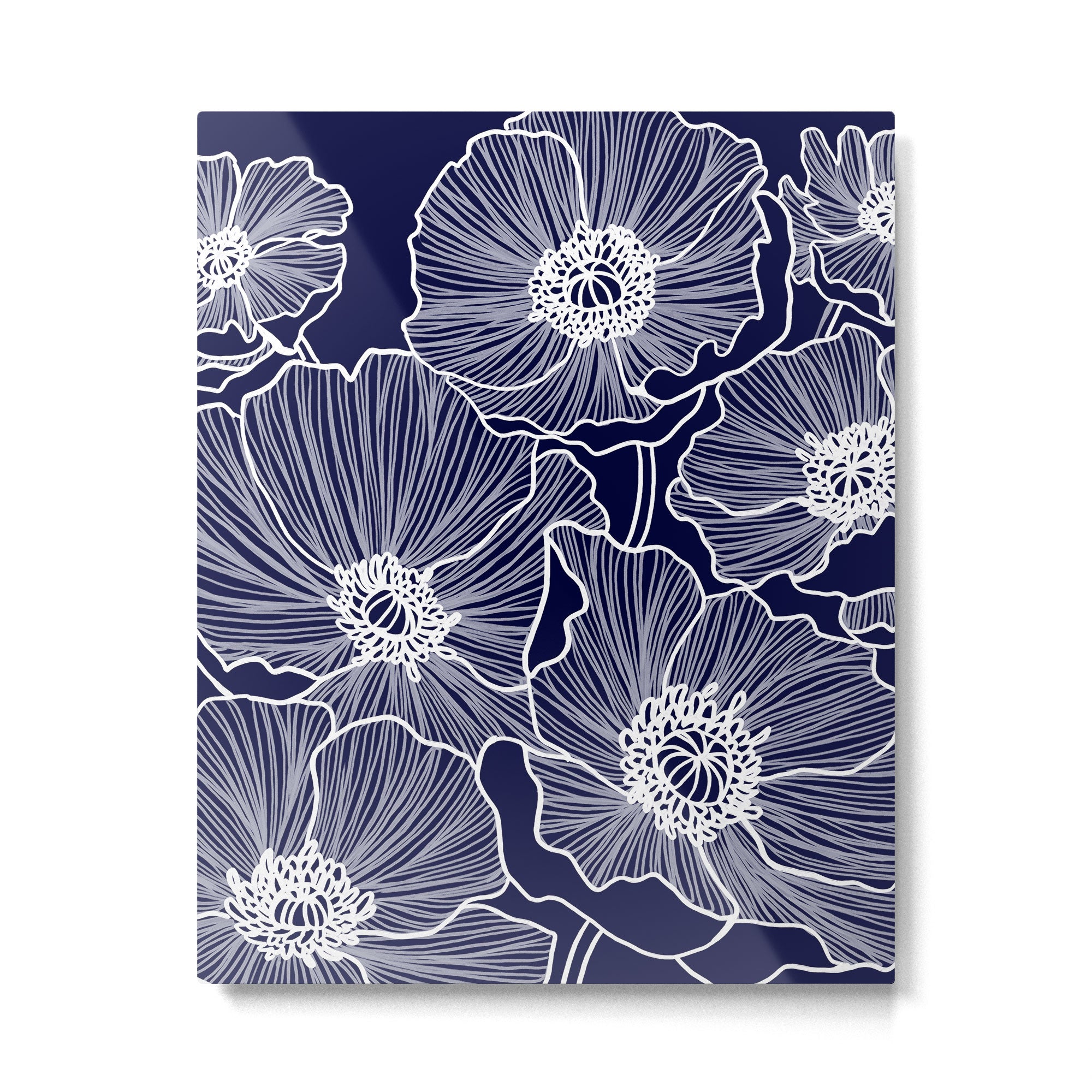 Indigo Poppies Metal Print Gallery Image 6