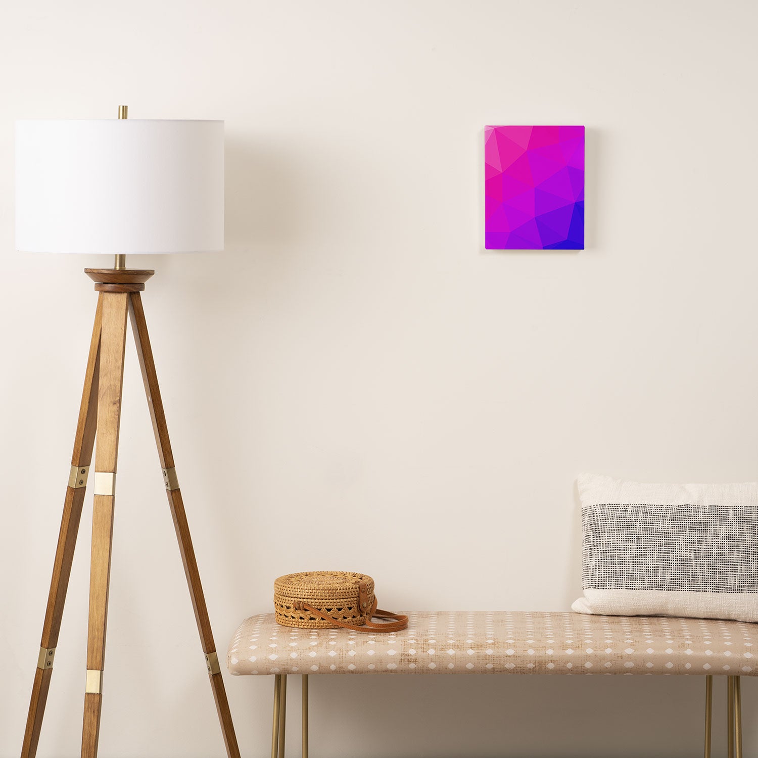 Magenta and Violet Low Poly Pattern Canvas Print Gallery Image 2
