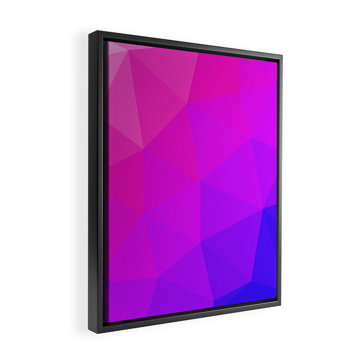 Magenta and Violet Low Poly Pattern Framed Canvas Print Gallery Image 2
