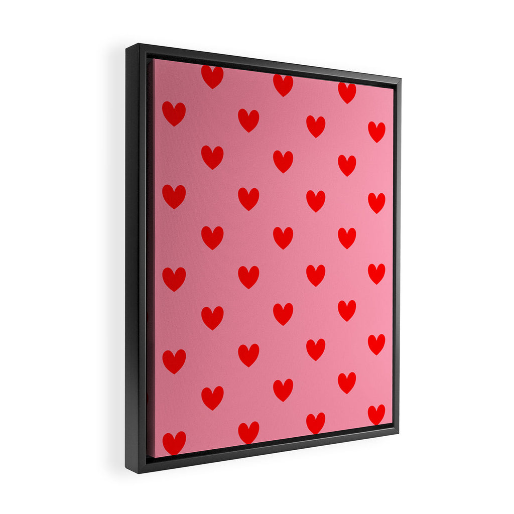 Red Heart Pattern Framed Canvas Print Gallery Image 2