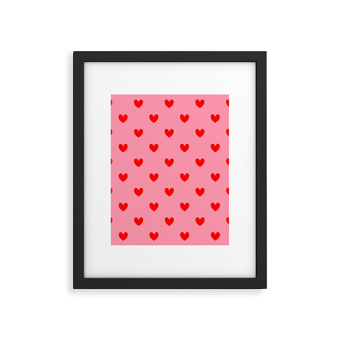 Red Heart Pattern Framed Art Print Gallery Image 1