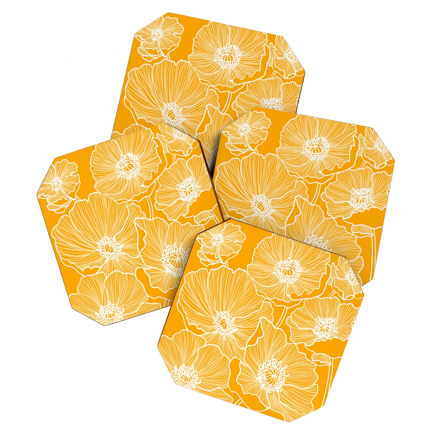 Saffron Yellow Poppies Coaster Gallery Image 1