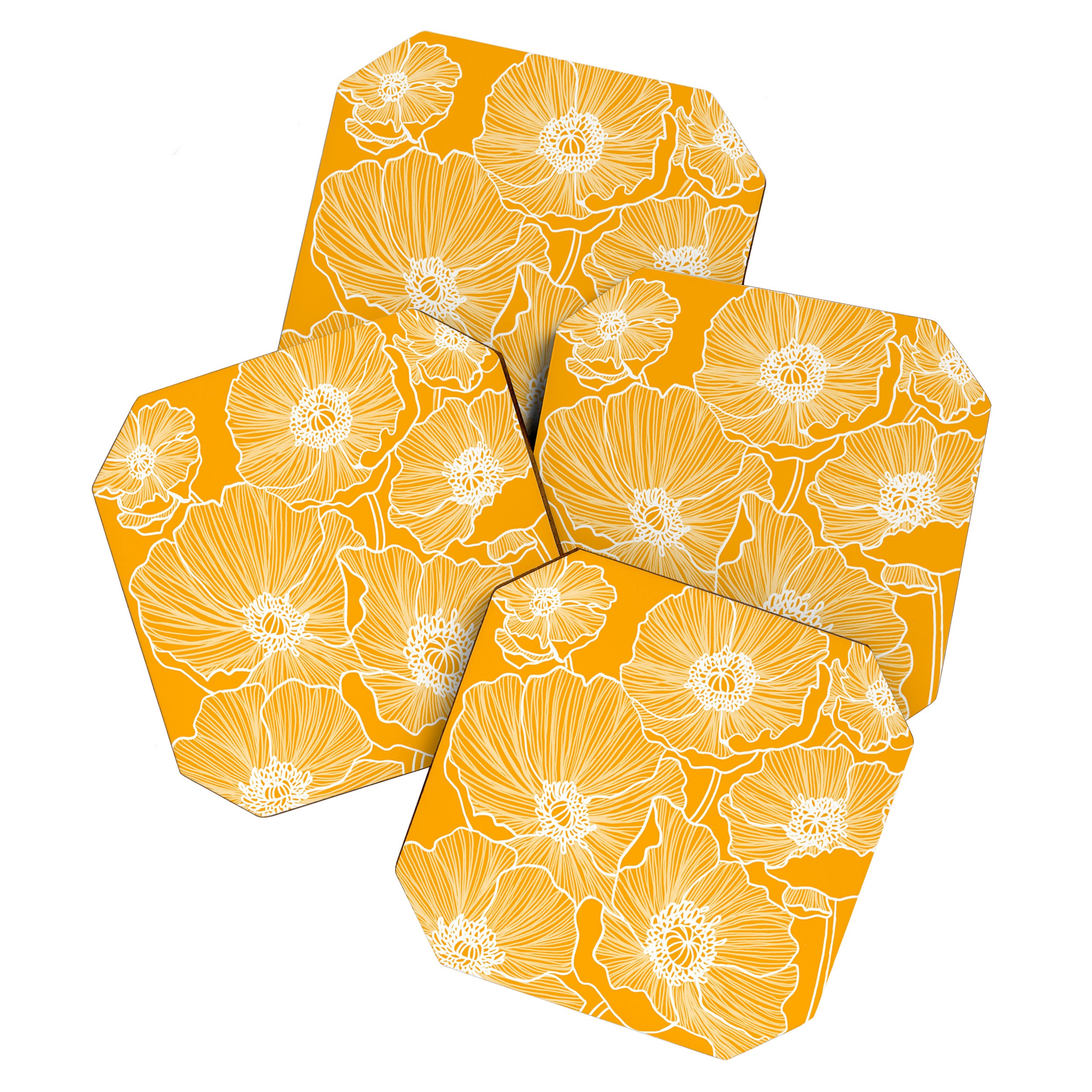 Saffron Yellow Poppies Coaster Gallery Image 1