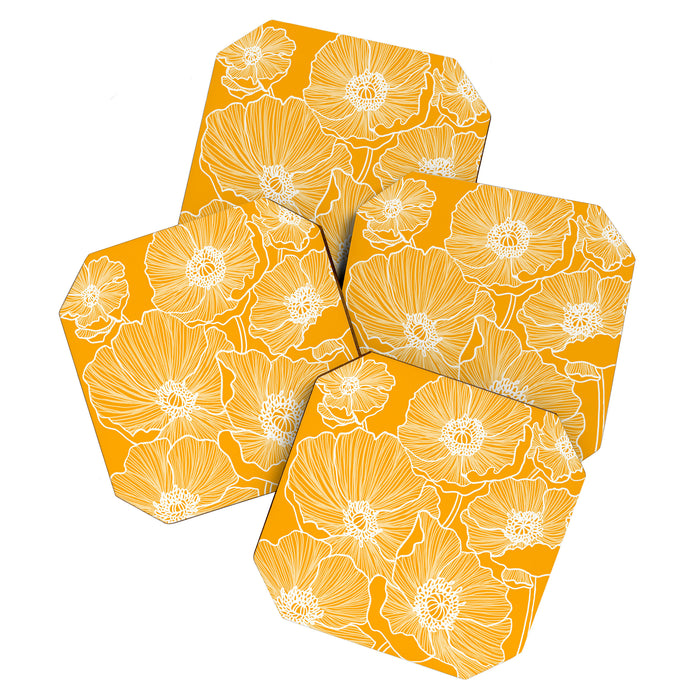 Saffron Yellow Poppies Coaster Gallery Image 1