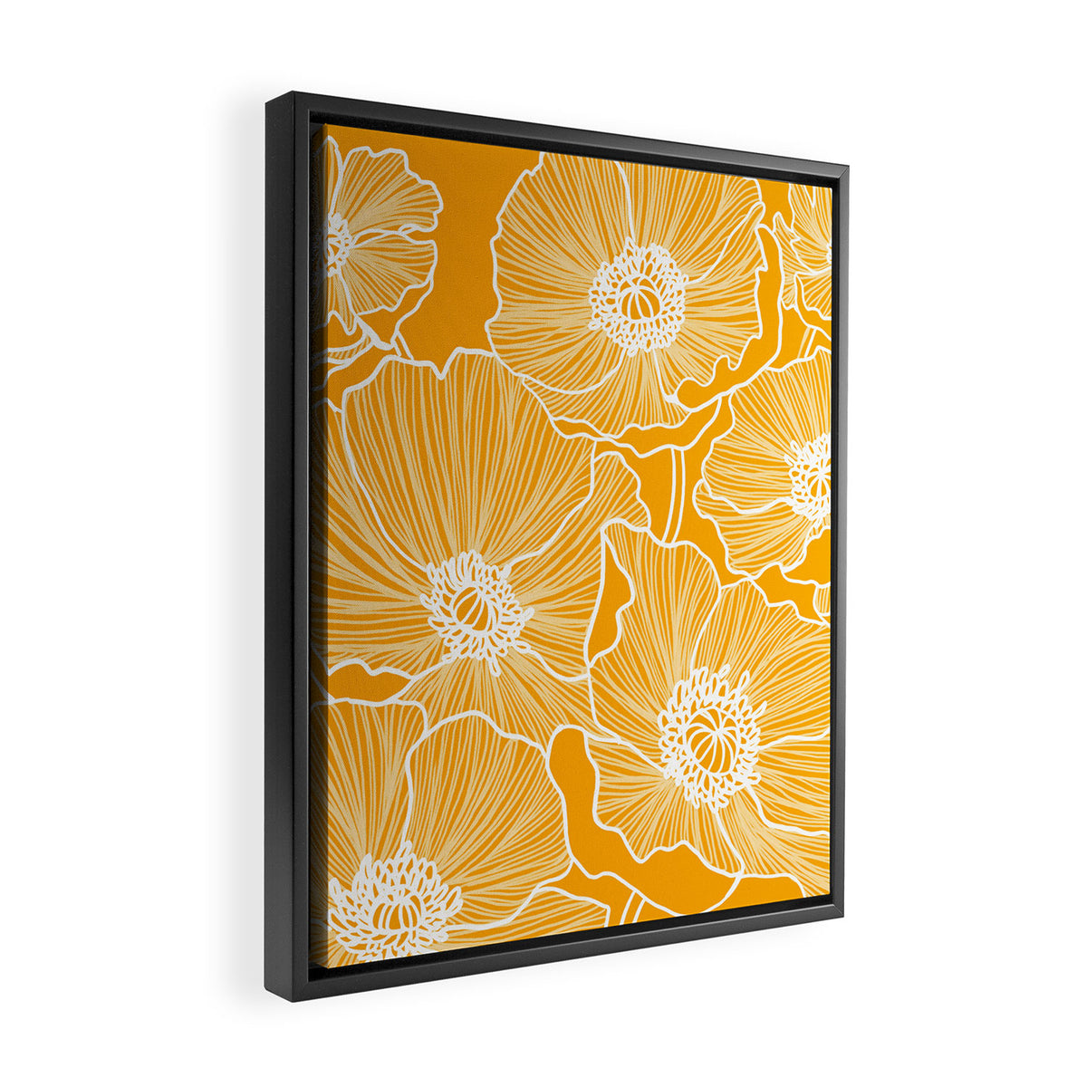 Saffron Yellow Poppies Framed Canvas Print Gallery Image 2