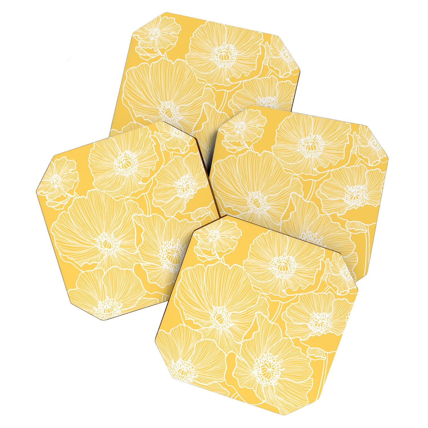 Sunshine Yellow Poppies Coaster Gallery Image 1