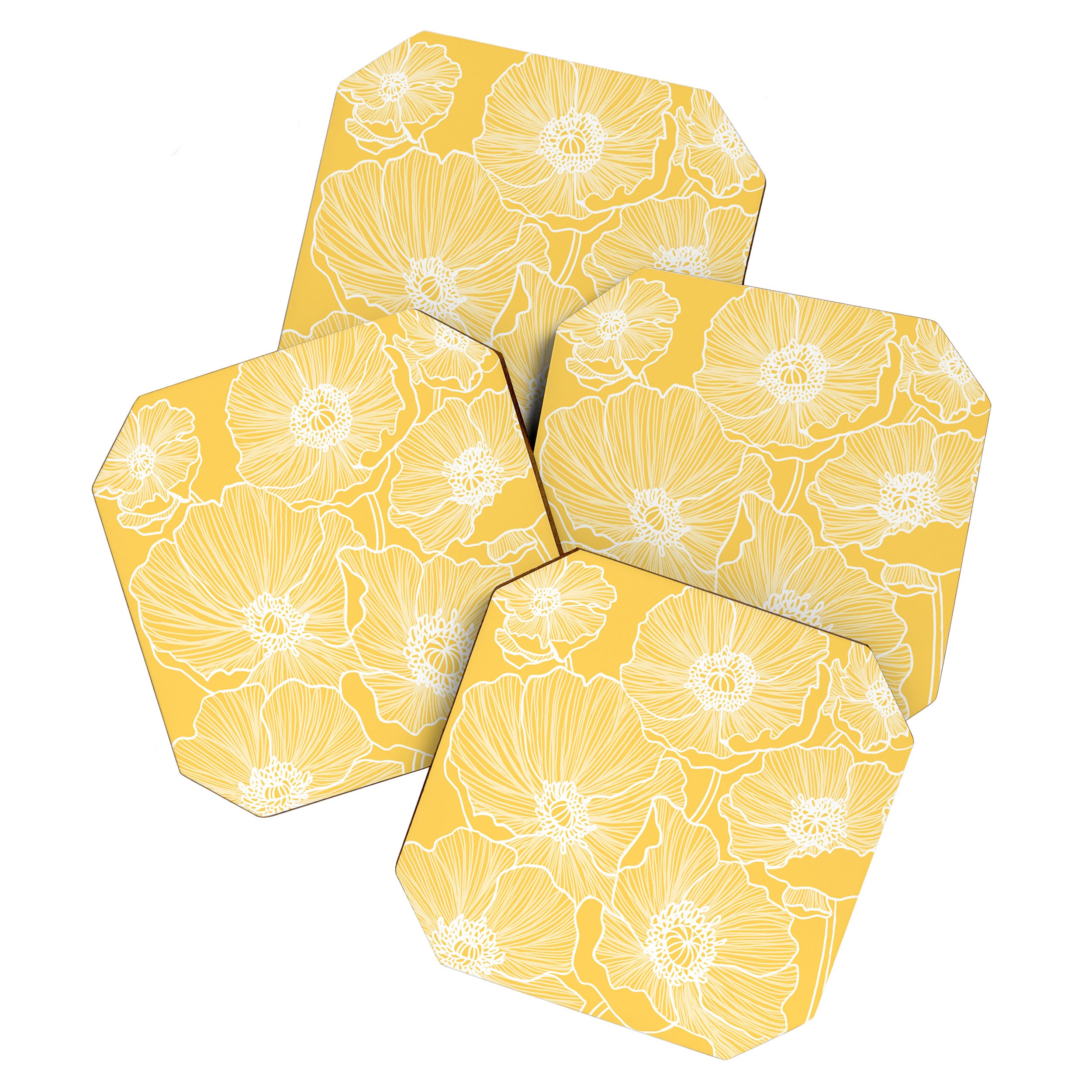Sunshine Yellow Poppies Coaster Gallery Image 1