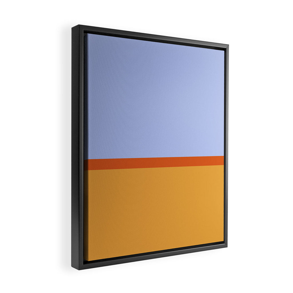 70s Summer Color Block Blue and Orange Framed Canvas Print Gallery Image 2