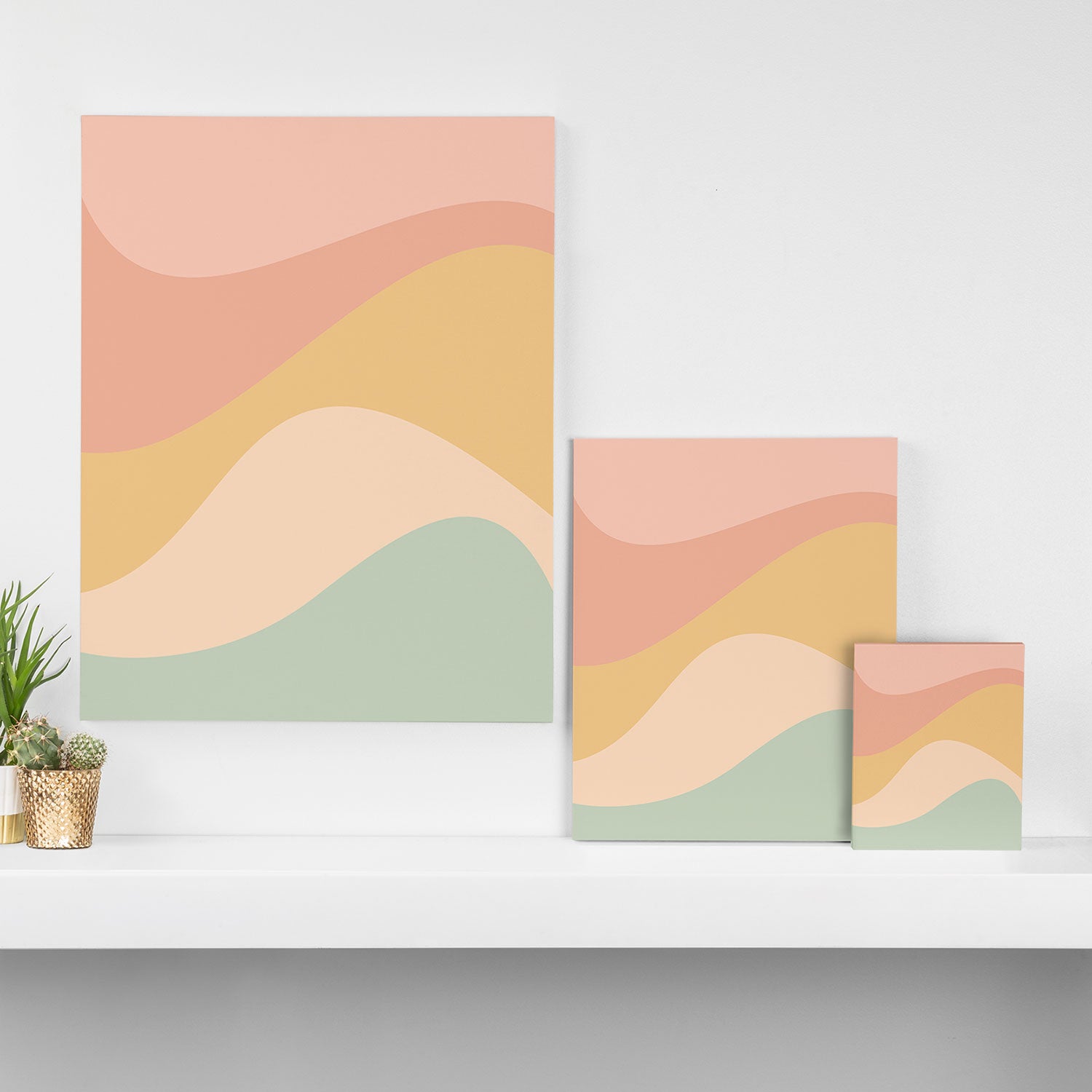 Abstract Color Waves - Neutral Pastel Canvas Print Gallery Image 3