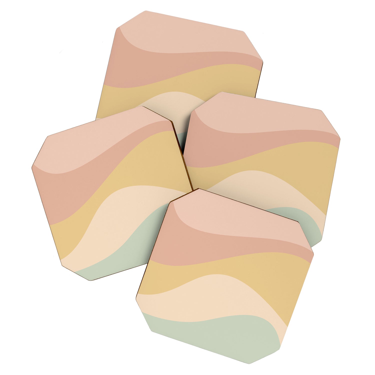 Abstract Color Waves - Neutral Pastel Coaster Gallery Image 1
