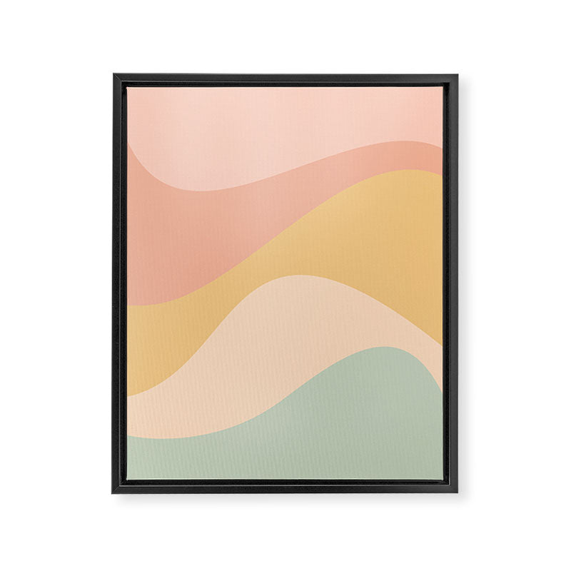 Abstract Color Waves - Neutral Pastel Framed Canvas Print Gallery Image 6
