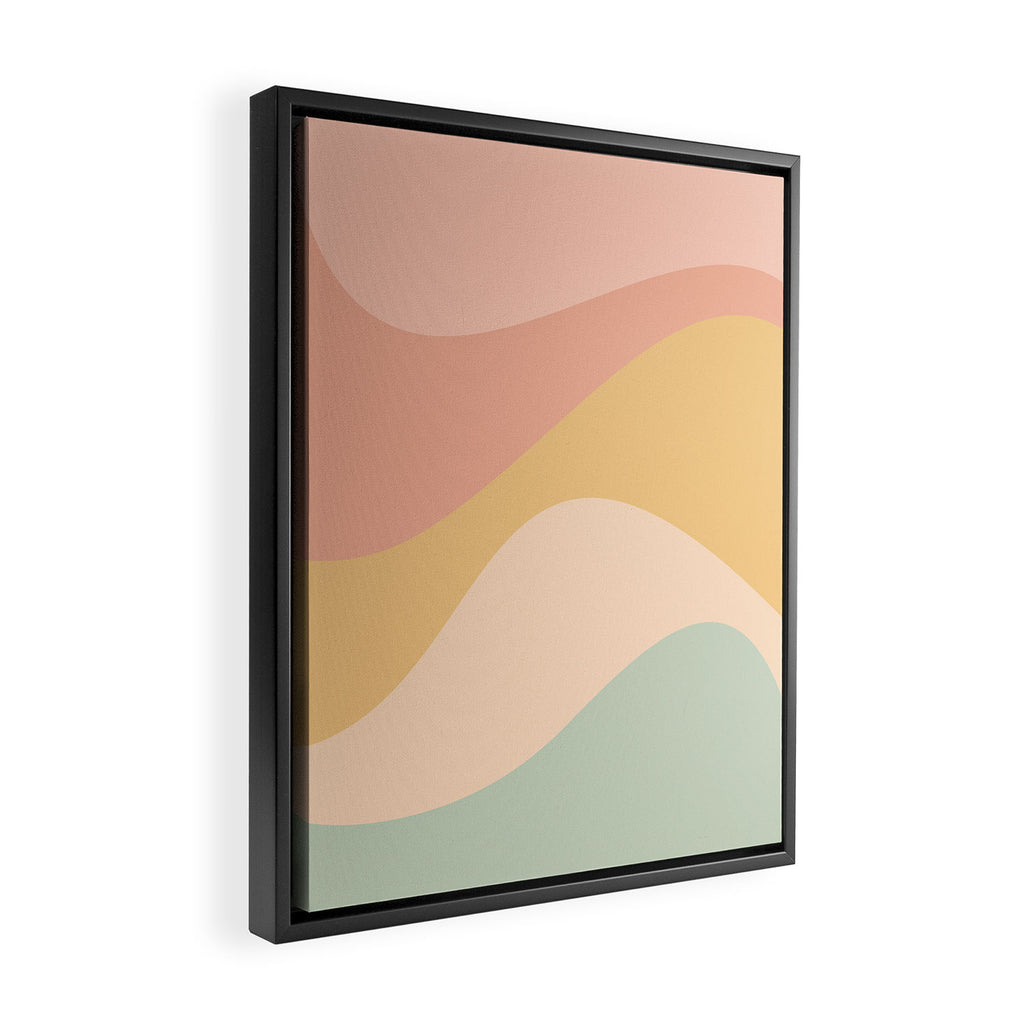 Abstract Color Waves - Neutral Pastel Framed Canvas Print Gallery Image 2