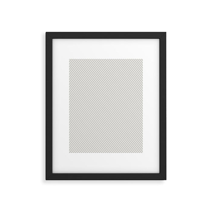 Angular Stripes - White and Grey Framed Art Print Gallery Image 1