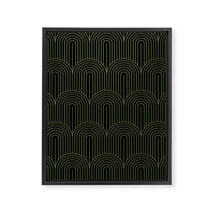 Art Deco Arch Pattern I Black & Neutral Green Framed Canvas Print Gallery Image 1