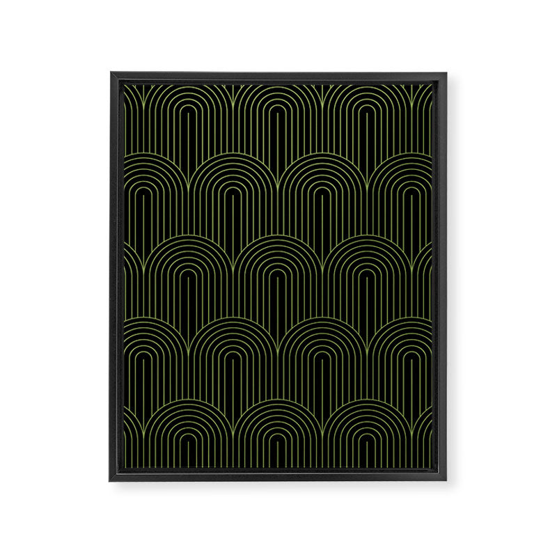 Art Deco Arch Pattern I Black & Neutral Green Framed Canvas Print Gallery Image 8