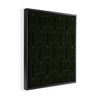 Art Deco Arch Pattern I Black & Neutral Green Framed Canvas Print Gallery Image 2