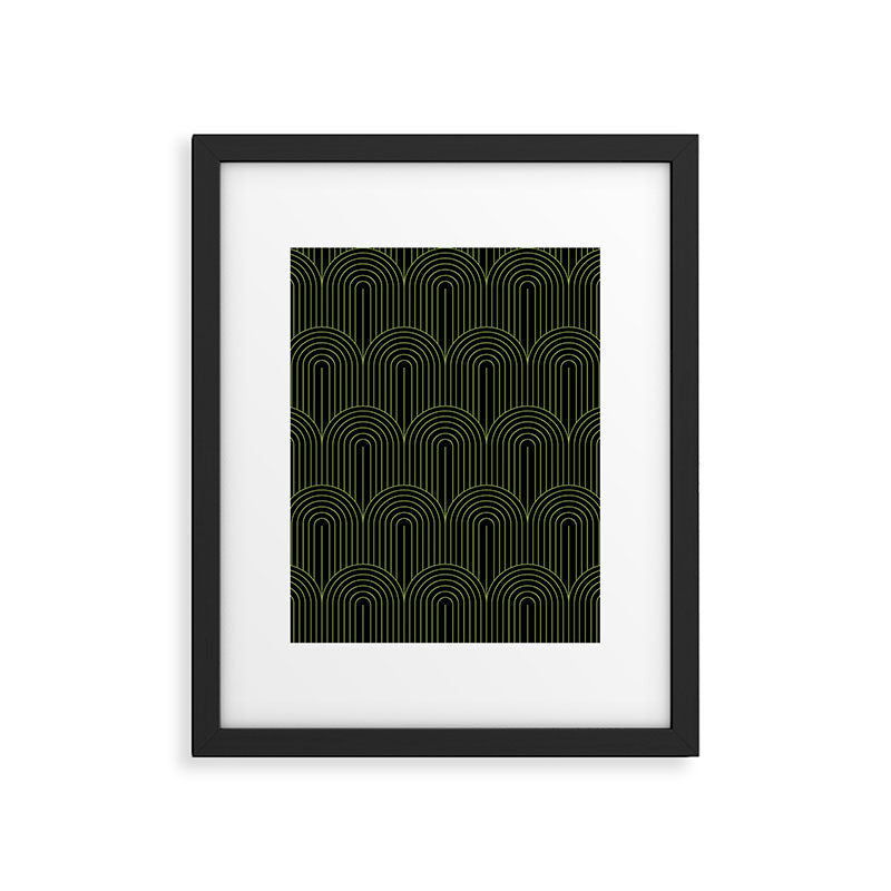 Art Deco Arch Pattern I Black & Neutral Green Framed Art Print Gallery Image 6