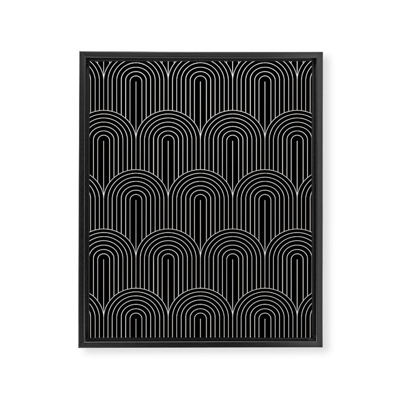 Art Deco Arch Pattern V Black & White Framed Canvas Print Gallery Image 8