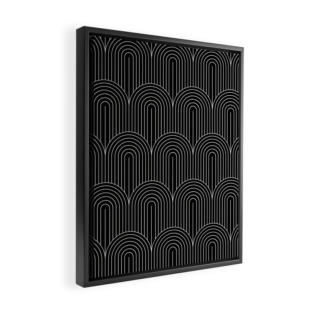 Art Deco Arch Pattern V Black & White Framed Canvas Print Gallery Image 2
