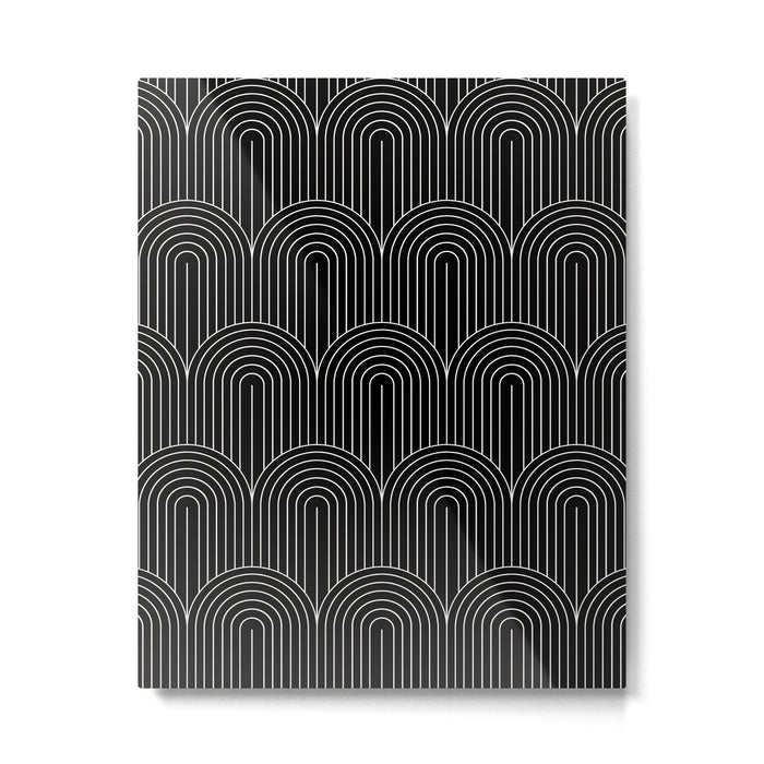 Art Deco Arch Pattern V Black & White Metal Print Gallery Image 1