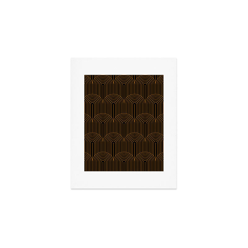 Art Deco Arch Pattern VI Black & Orange Art Print Gallery Image 1