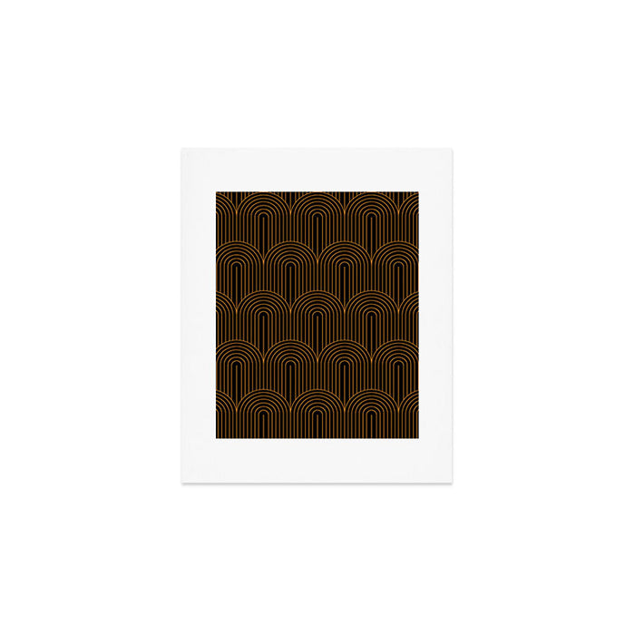 Art Deco Arch Pattern VI Black & Orange Art Print Gallery Image 1
