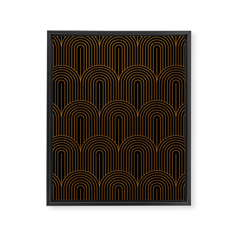 Art Deco Arch Pattern VI Black & Orange Framed Canvas Print Gallery Image 8