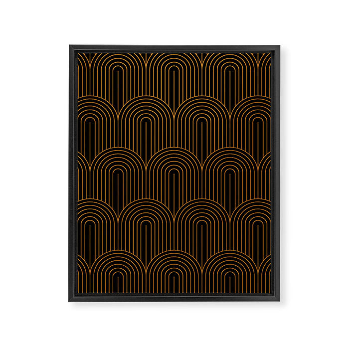 Art Deco Arch Pattern VI Black & Orange Framed Canvas Print Gallery Image 1