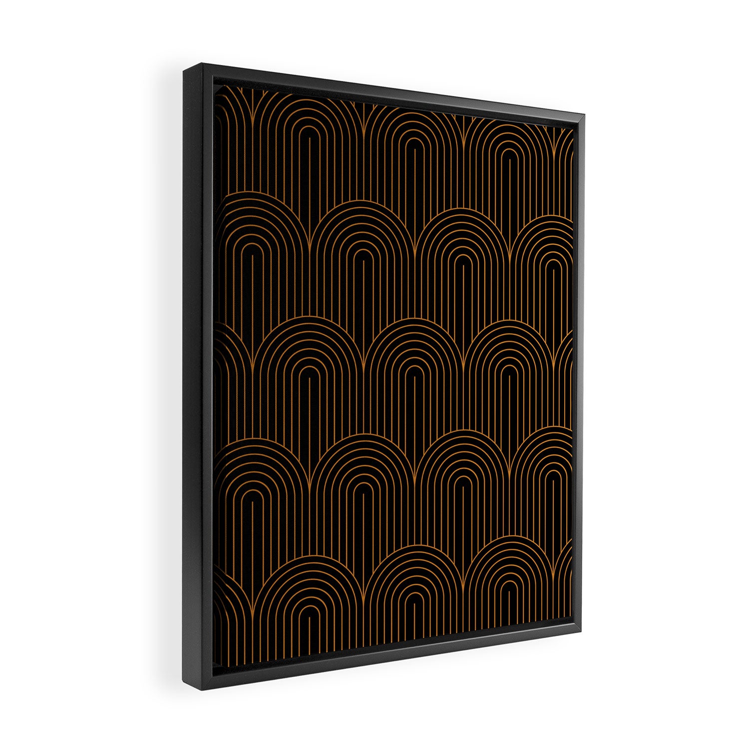 Art Deco Arch Pattern VI Black & Orange Framed Canvas Print Gallery Image 2