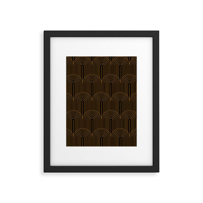 Art Deco Arch Pattern VI Black & Orange Framed Art Print Gallery Image 1