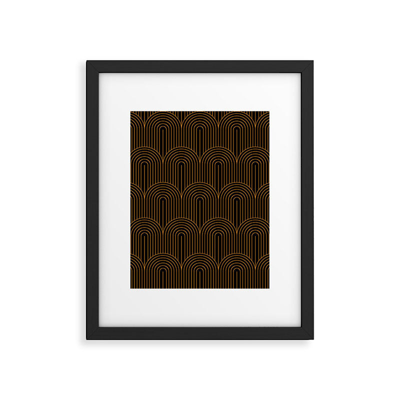 Art Deco Arch Pattern VI Black & Orange Framed Art Print Gallery Image 6