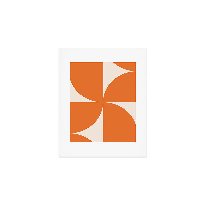 Bauhaus Mid Century Modern Geometric IX Bright Orange Art Print Gallery Image 1