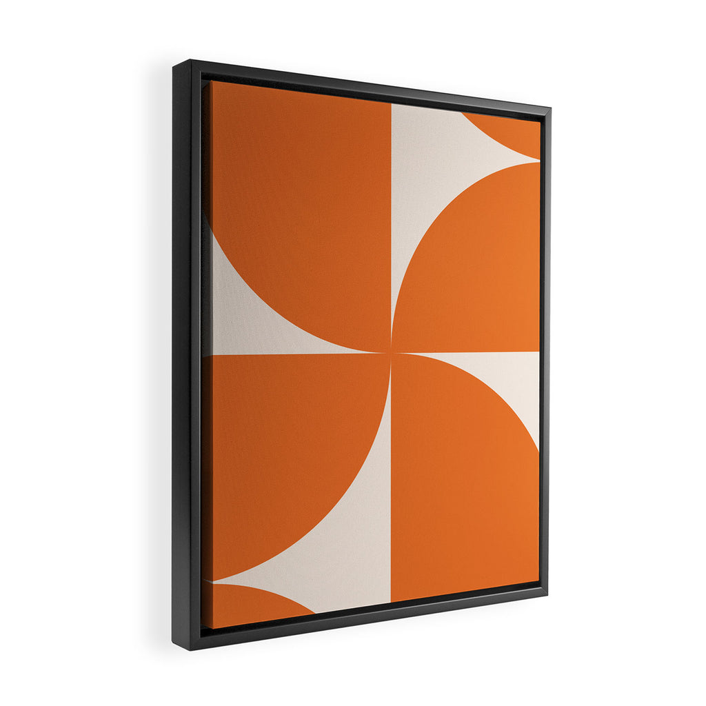 Bauhaus Mid Century Modern Geometric IX Bright Orange Framed Canvas Print Gallery Image 2
