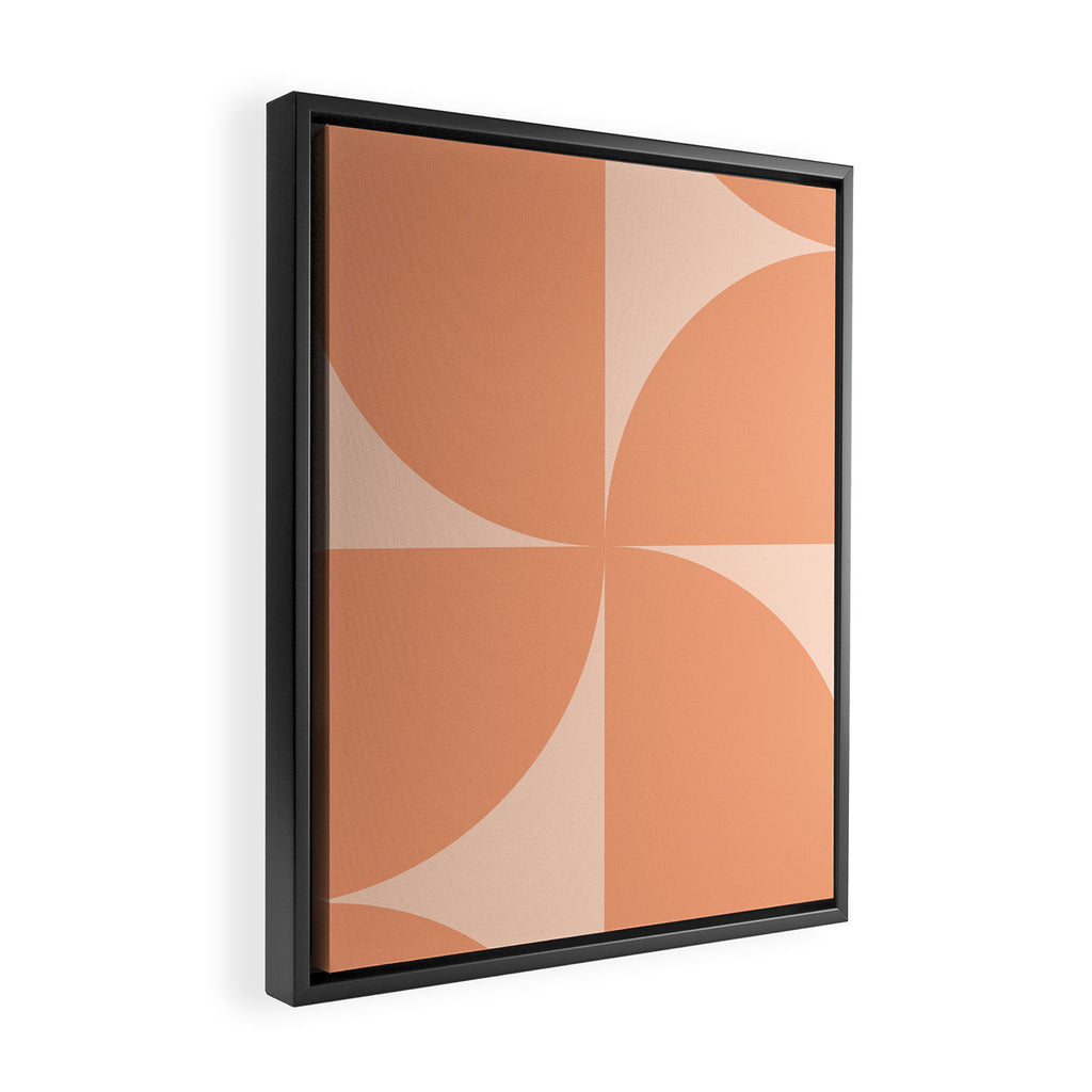 Bauhaus Mid Century Modern Geometric VI Peach Orange Framed Canvas Print Gallery Image 2