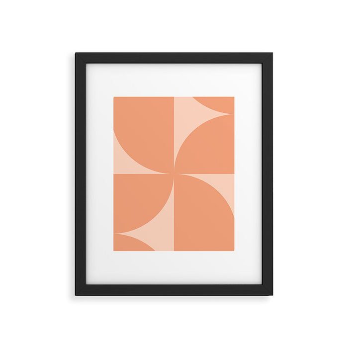 Bauhaus Mid Century Modern Geometric VI Peach Orange Framed Art Print Gallery Image 1