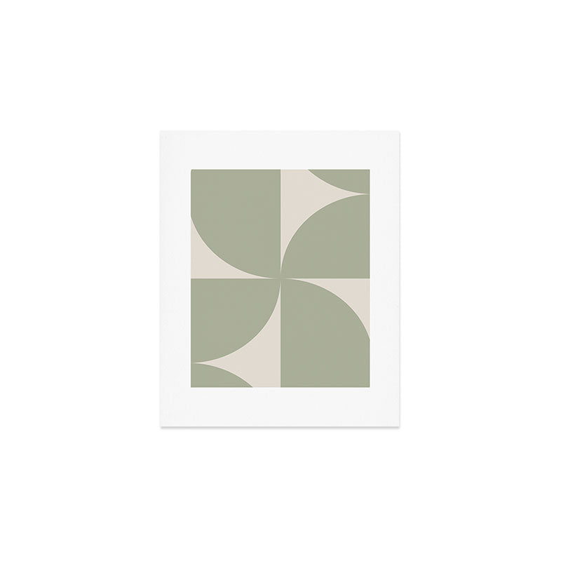 Bauhaus Mid Century Modern Geometric VII Earthy Green Art Print Gallery Image 1