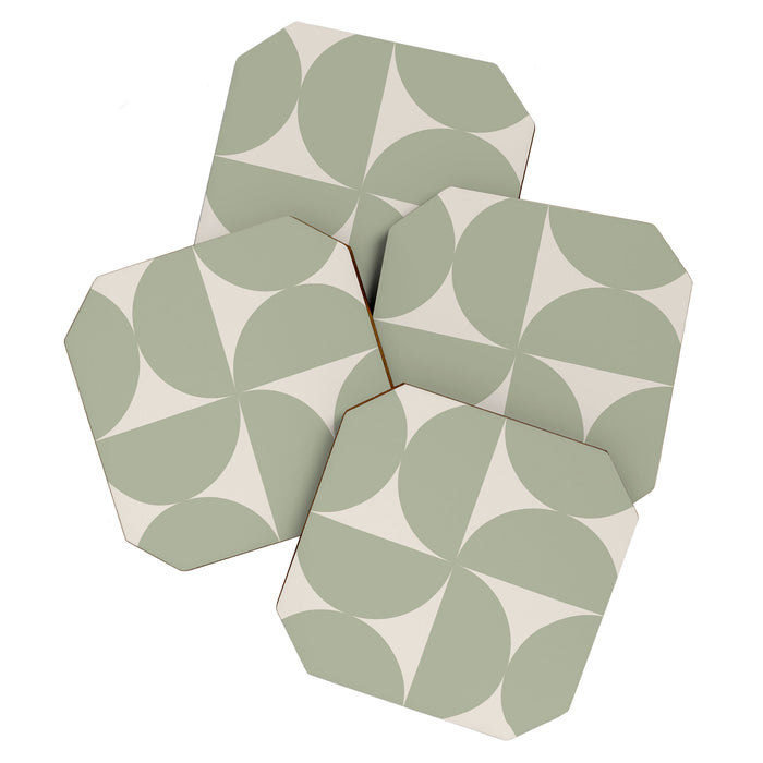 Bauhaus Mid Century Modern Geometric VII Earthy Green Coaster Gallery Image 1