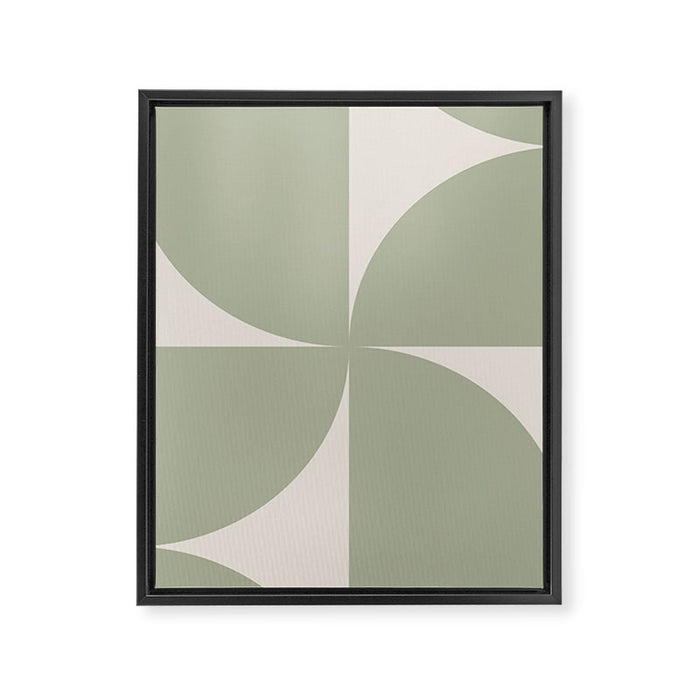 Bauhaus Mid Century Modern Geometric VII Earthy Green Framed Canvas Print Gallery Image 1