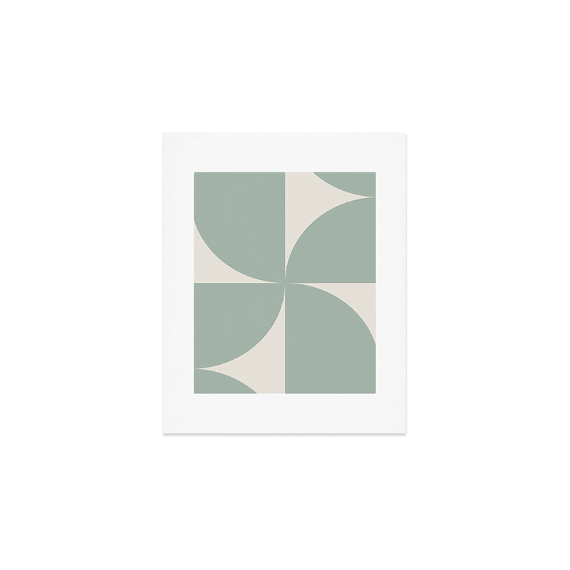 Bauhaus Mid Century Modern Geometric XII Sage Green Art Print Gallery Image 1